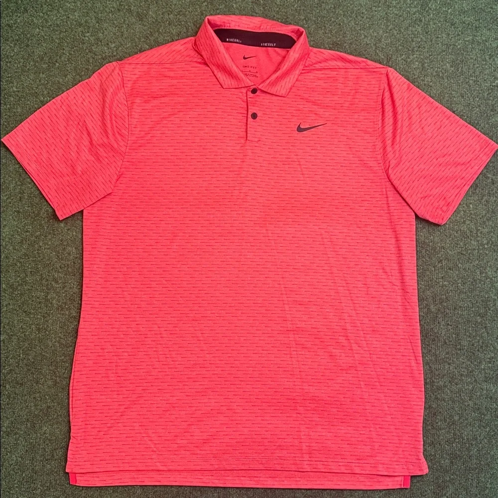 Nike Dri-Fit Golf Patterned Polo (Light Red/ Size Large)